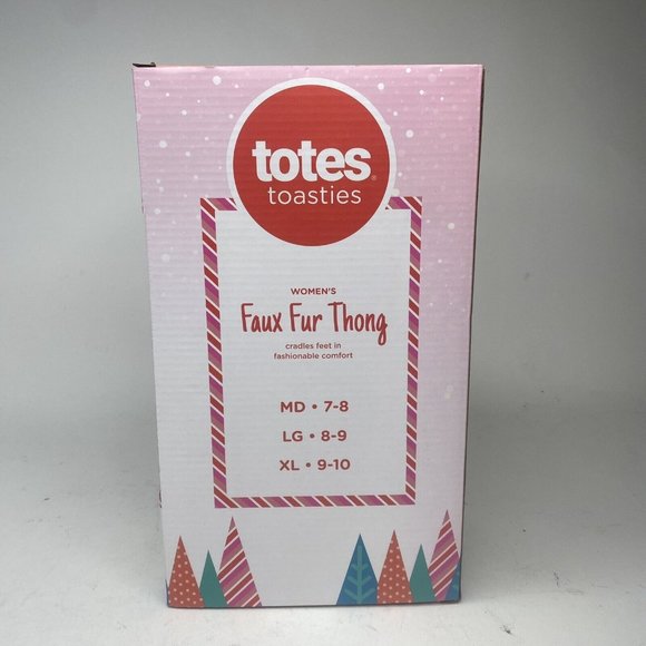 Totes Toasties Women' s Faux Fur Thong Slippers Color Black Size LG ( 8-9 ) - Picture 7 of 9